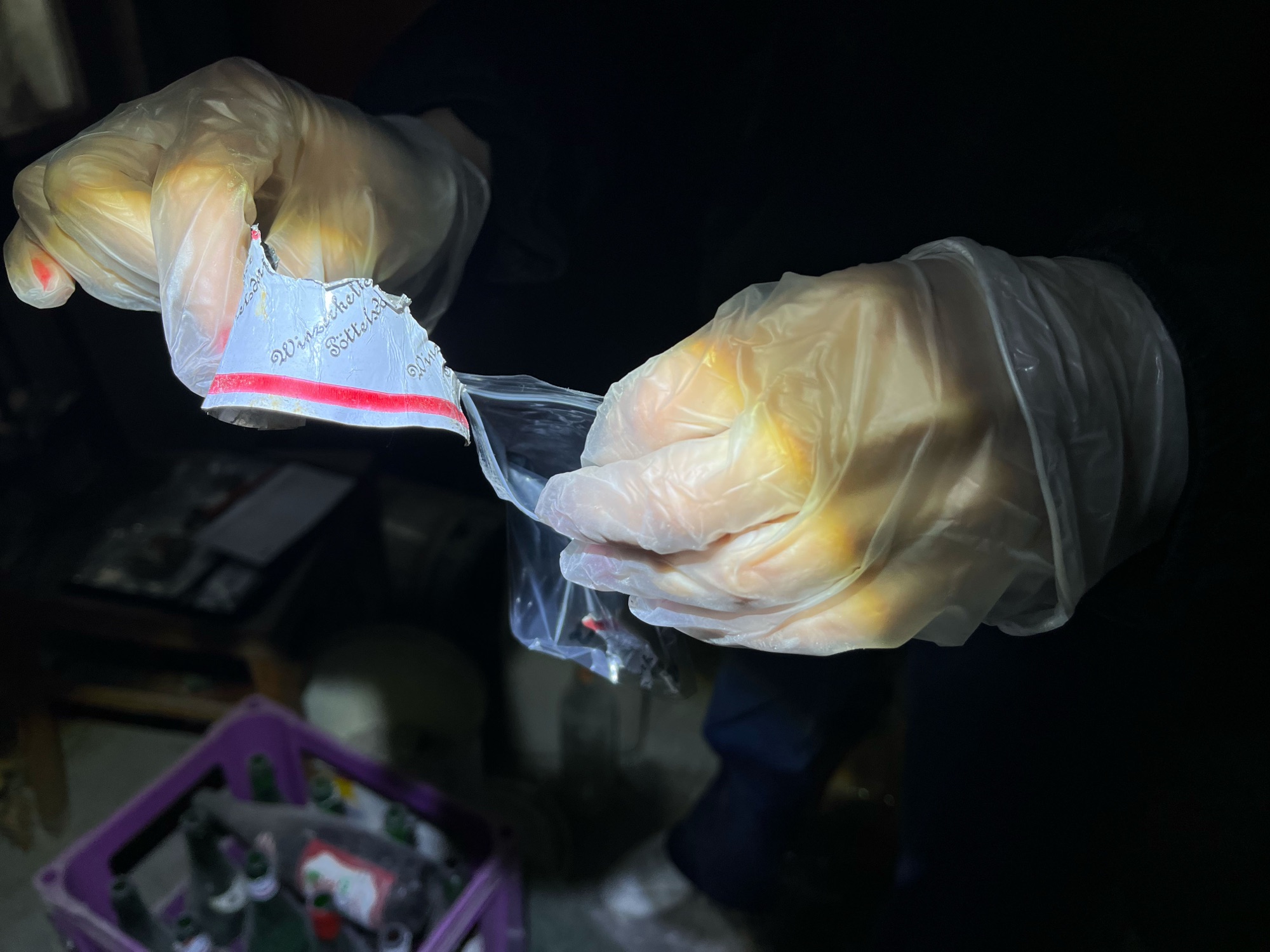 Bagging a torn label found on site